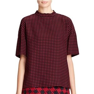 Red Houndstooth Coach silk blouse